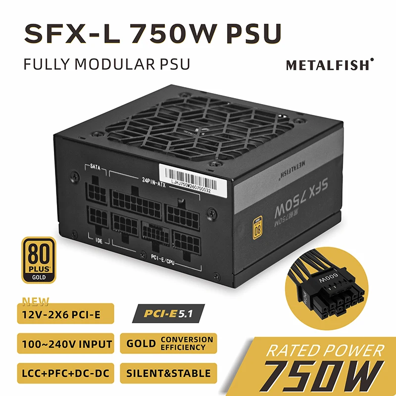 Power Supply 750W - Zasilacz SFX 750W 80PLUS Gold, czarny,