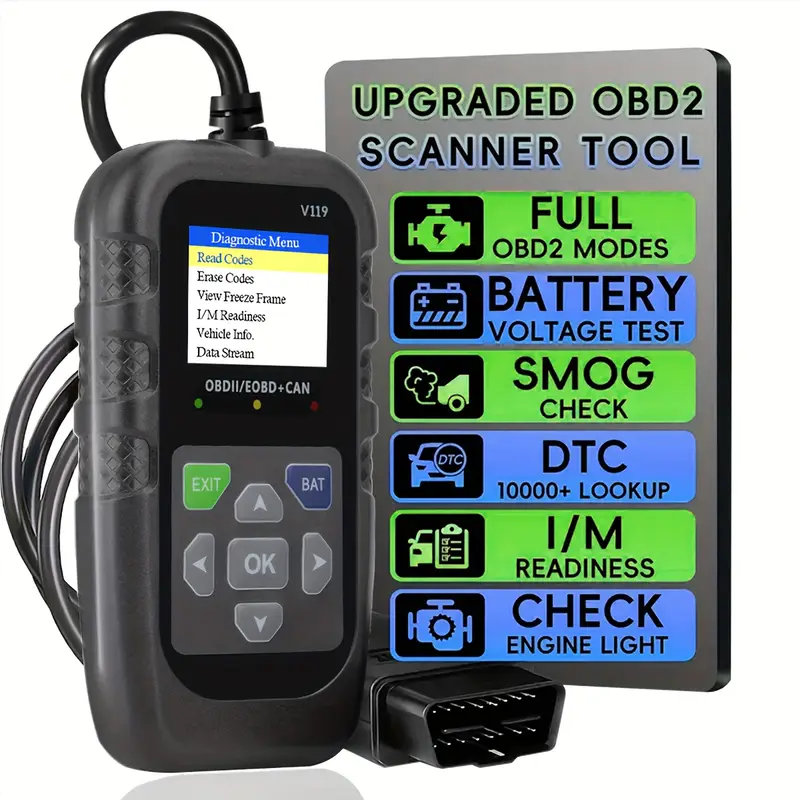 Skaner OBD2 V119, czytnik kodó – Power Supply Tester recenzja i cena